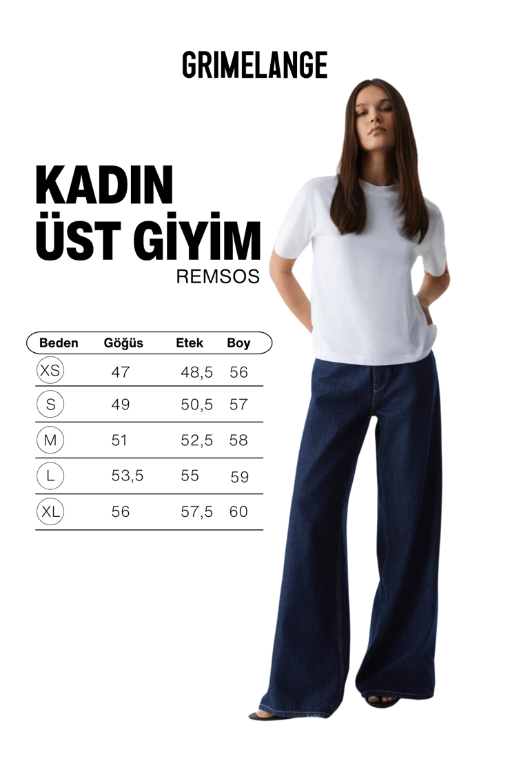 REMSOS Kadın Oversize Bisiklet Yaka Kısa Kol Beyaz T-Shirt