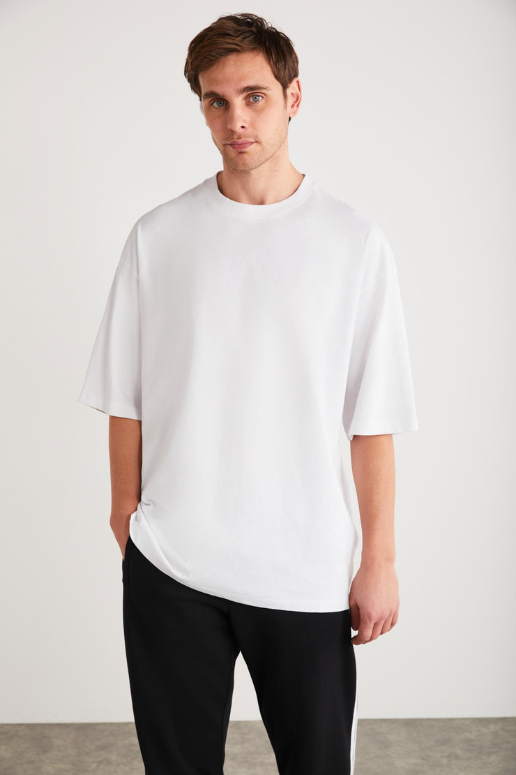 RHETT  Oversize Beyaz Tekli T-Shirt
