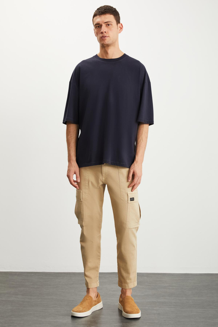 RHETT  Oversize Lacivert Tekli T-Shirt