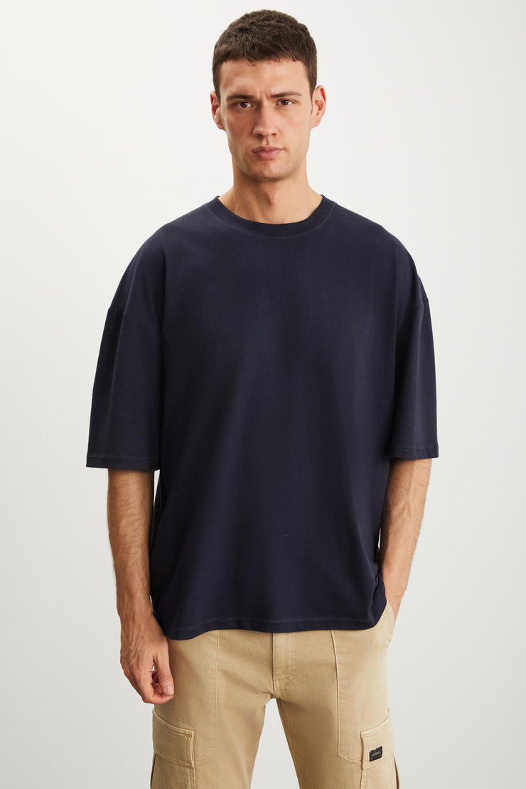 RHETT  Oversize Lacivert Tekli T-Shirt