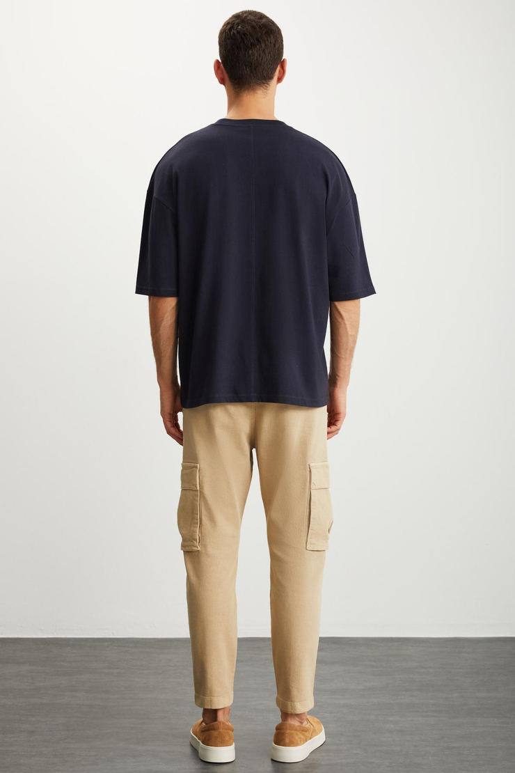 RHETT  Oversize Lacivert Tekli T-Shirt