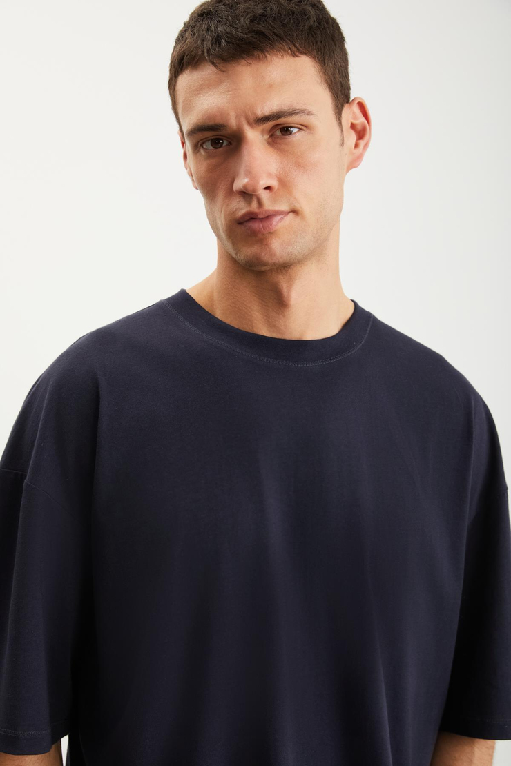 RHETT  Oversize Lacivert Tekli T-Shirt