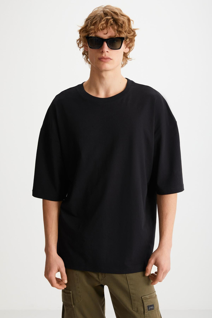RHETT  Oversize Siyah Tekli T-Shirt