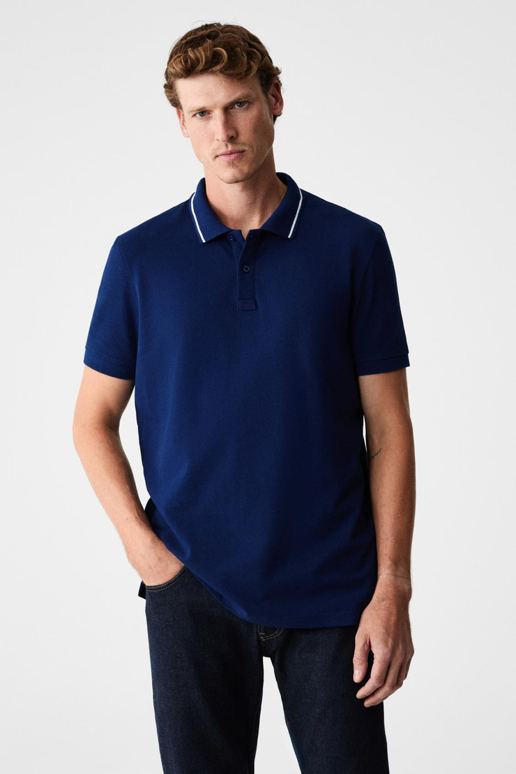 RHODES Erkek Lacivert Polo Yaka T-shirt