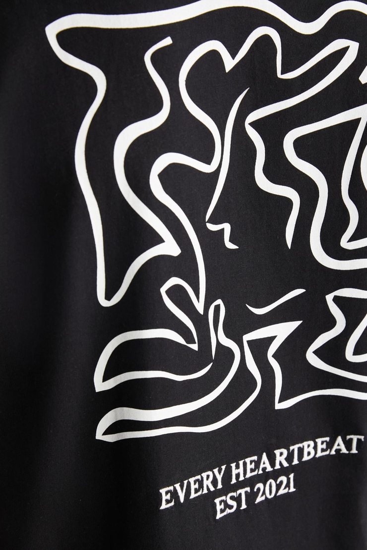 RICO Basic Oversize Siyah Tekli T-Shirt