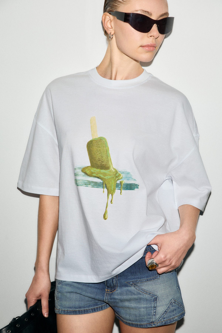 RIKI Kadın Yumuşak Kumaşlı %100 Organik Pamuklu Yuvarlak Yaka Kısa Kol Beyaz T-Shirt