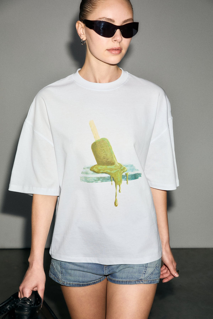 RIKI Kadın Yumuşak Kumaşlı %100 Organik Pamuklu Yuvarlak Yaka Kısa Kol Beyaz T-Shirt