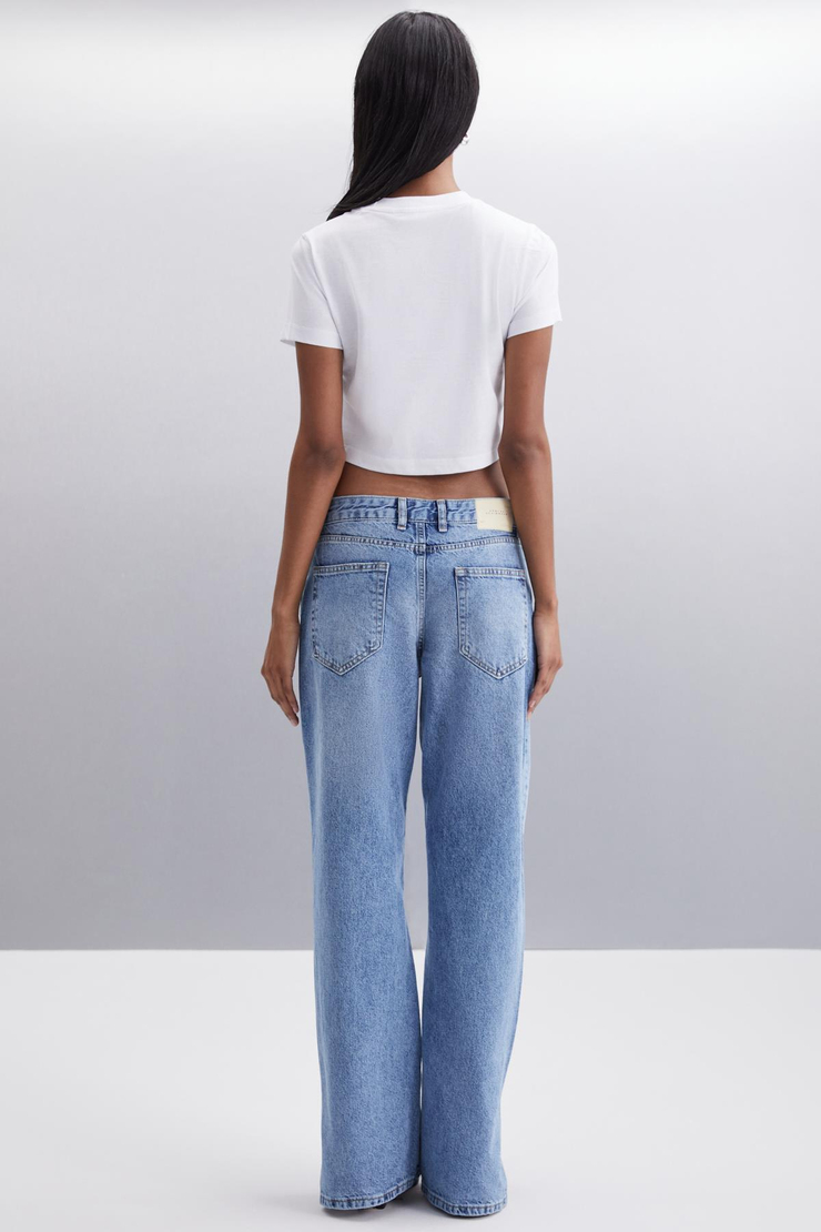 ROBYN  Crop Beyaz Tekli T-Shirt