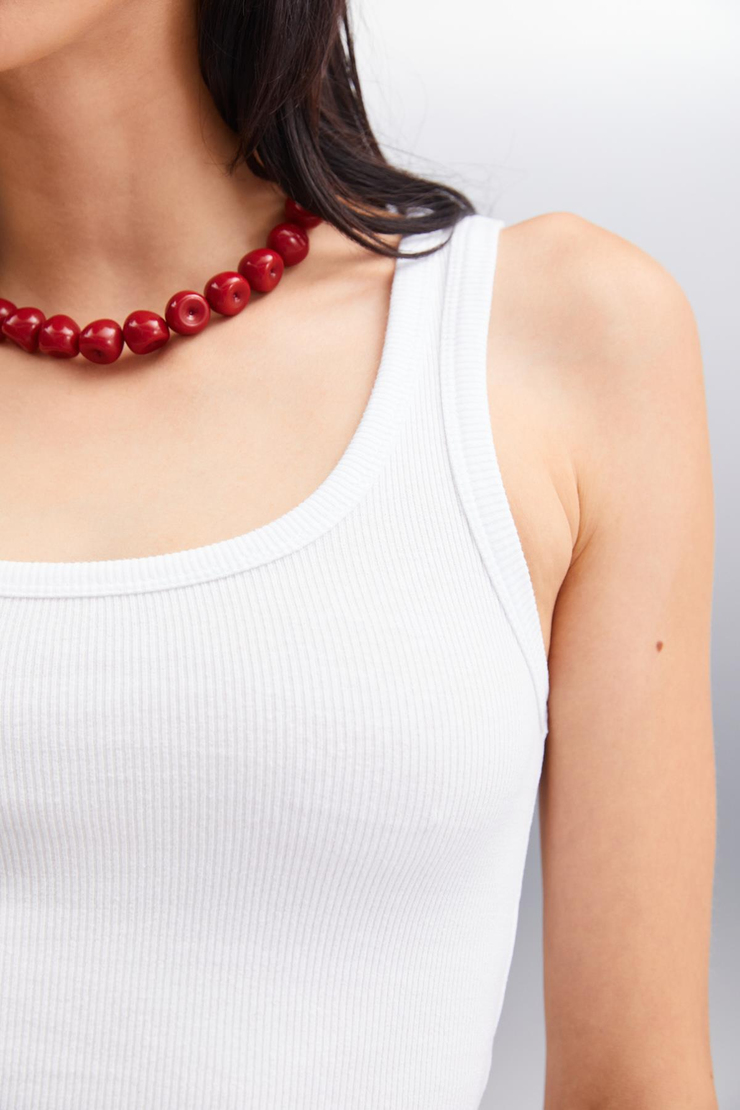 ROMINA Basic Regular Beyaz Tekli Atlet