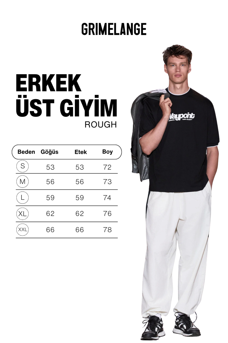 ROUGH Erkek %100 Organik Pamuklu Kontrast Biyeli Baskı Detaylı Regular Fit Siyah T-Shirt