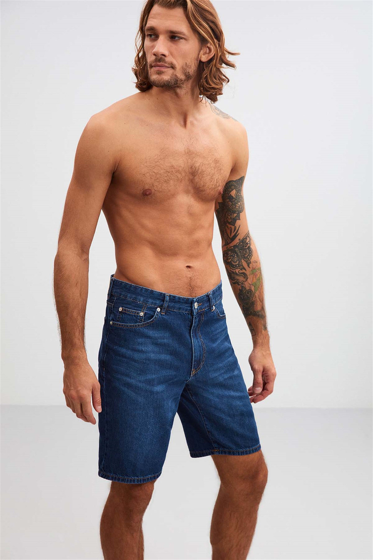 RUİNAS Denim Relaxed Koyu Mavi  Şort