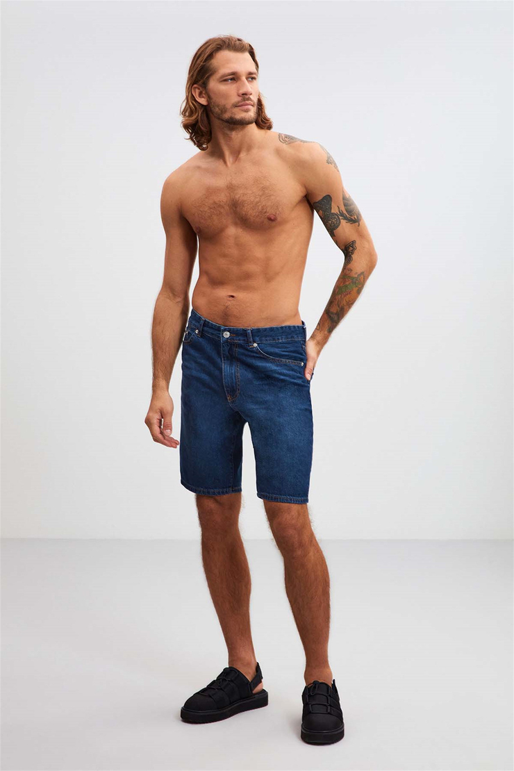 RUİNAS Denim Relaxed Koyu Mavi  Şort