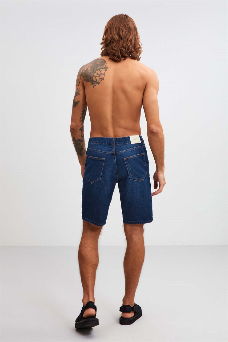 RUİNAS Denim Relaxed Koyu Mavi  Şort