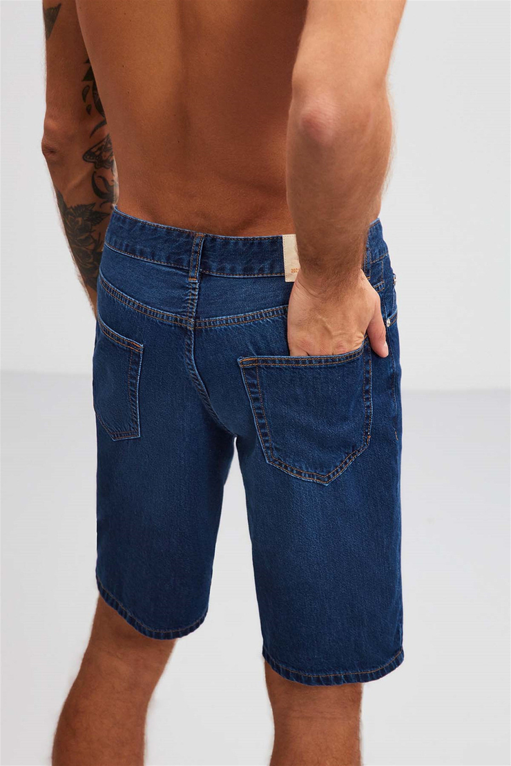 RUİNAS Denim Relaxed Koyu Mavi  Şort