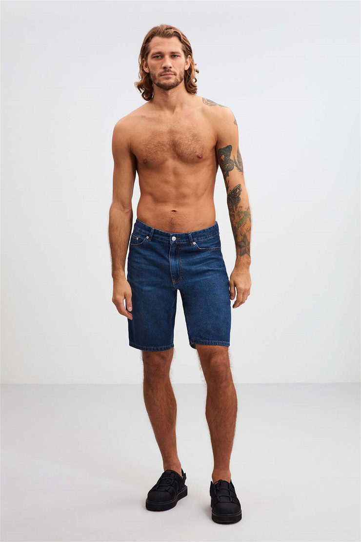RUİNAS Denim Relaxed Koyu Mavi  Şort