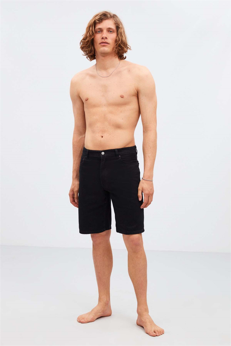 RUİNAS Denim Relaxed Siyah  Şort
