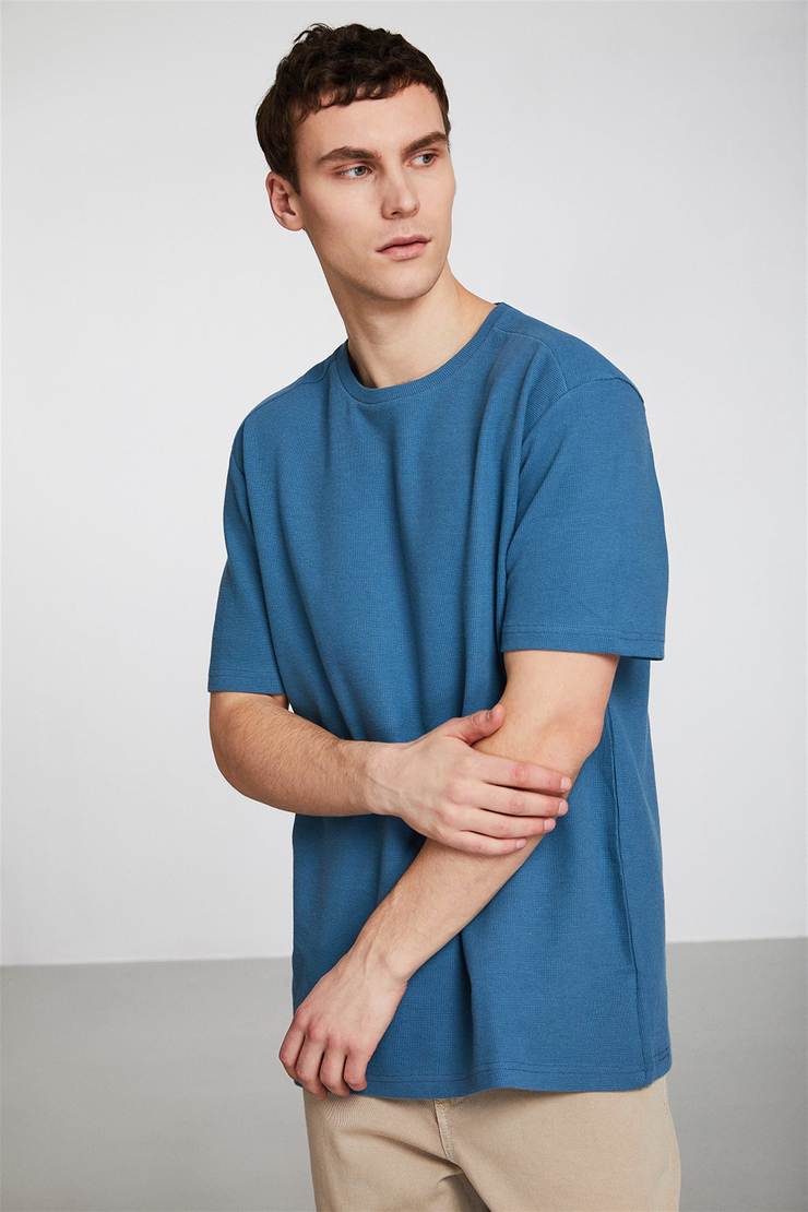 RYAN Erkek Yeşil Düz Renk Yuvarlak Yaka Comfort Fit T-Shirt