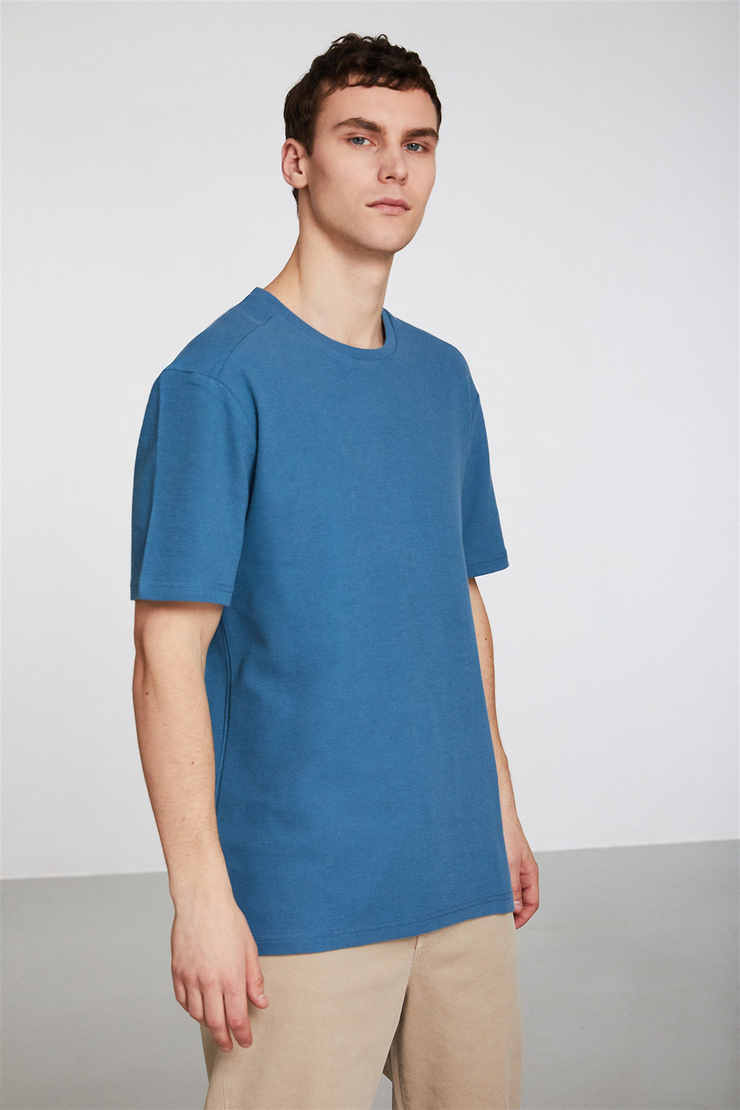 RYAN Erkek Yeşil Düz Renk Yuvarlak Yaka Comfort Fit T-Shirt