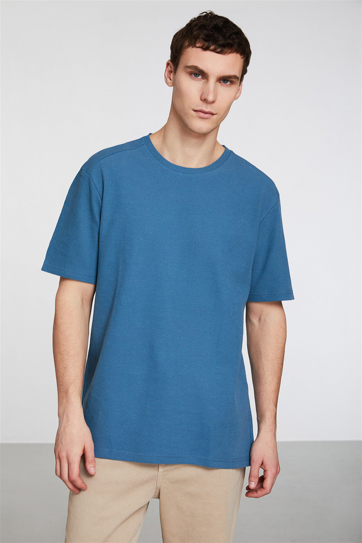 RYAN Erkek Yeşil Düz Renk Yuvarlak Yaka Comfort Fit T-Shirt