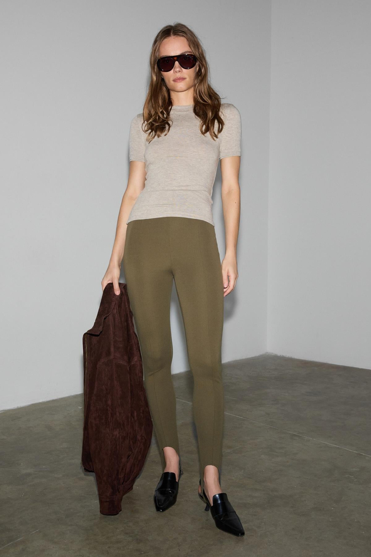 RYSANNE Kadın Esnek Kumaşlı Slim Fit Paçası Lastik Detaylı Haki Pantolon