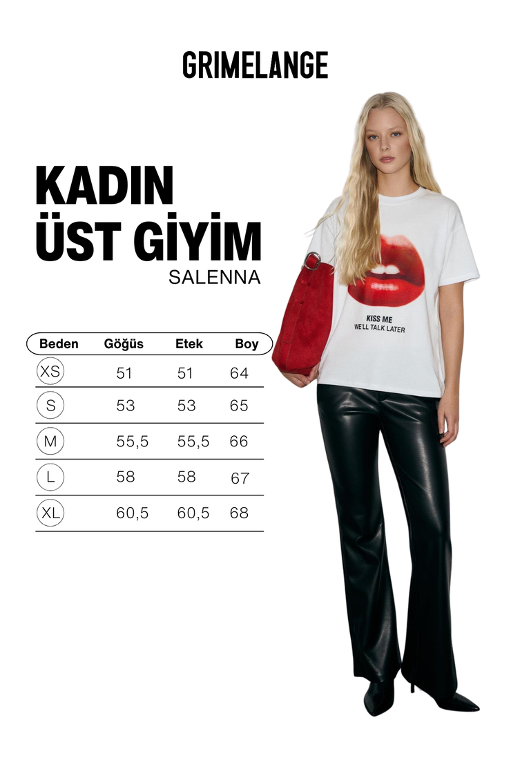 SALENNA Kadın Yumuşak Kumaşlı Baskı Detaylı Regular Fit Beyaz T-Shirt