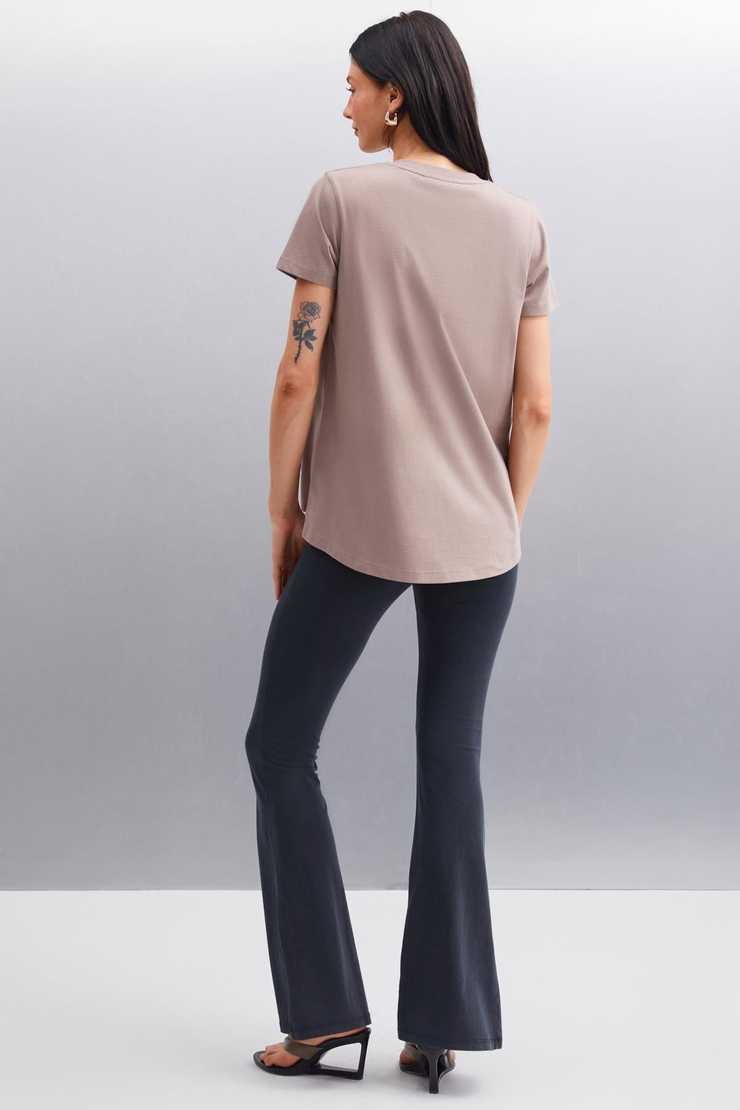 SAMANTHA Basic Comfort Vizon Tekli T-Shirt