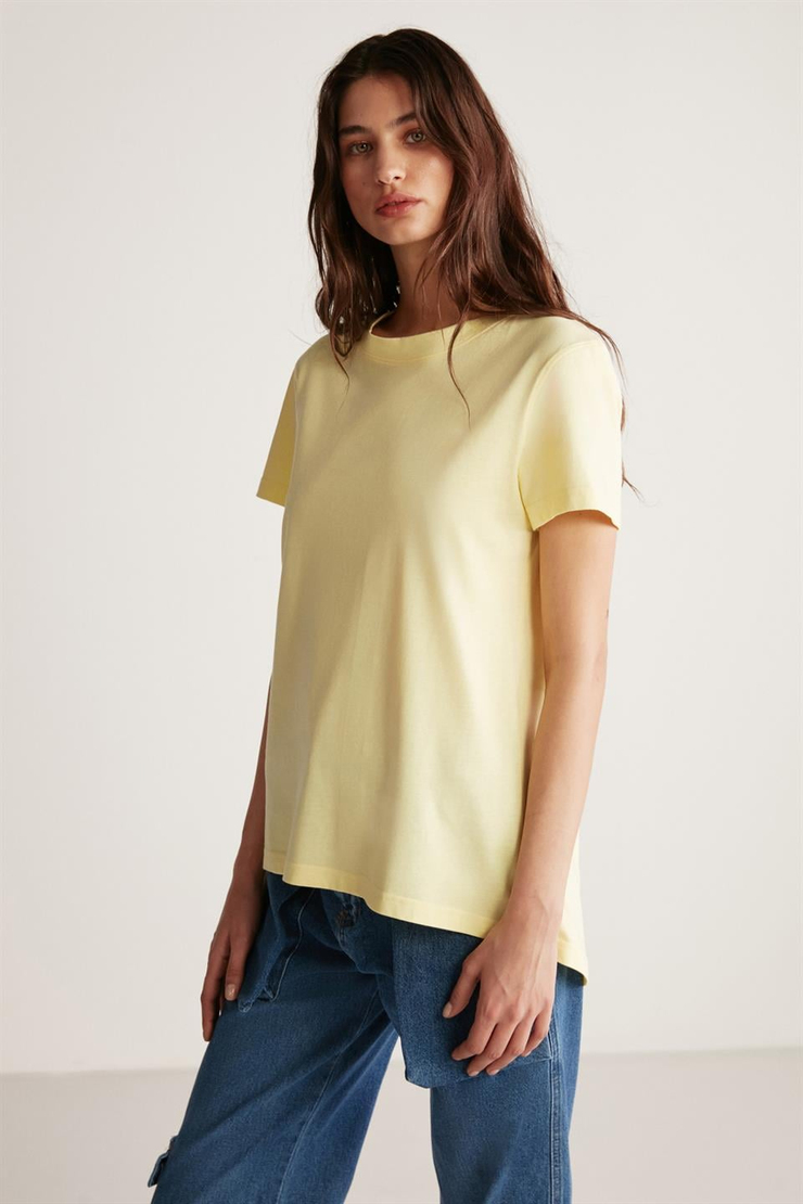 SAMANTHA Örme Comfort Açık Sarı  T-Shirt