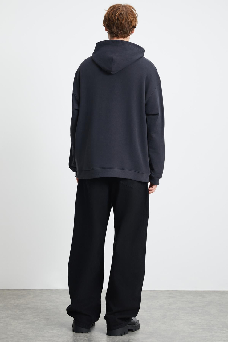 SANDER Regular Relaxed Antrasit Tekli Sweatshirt