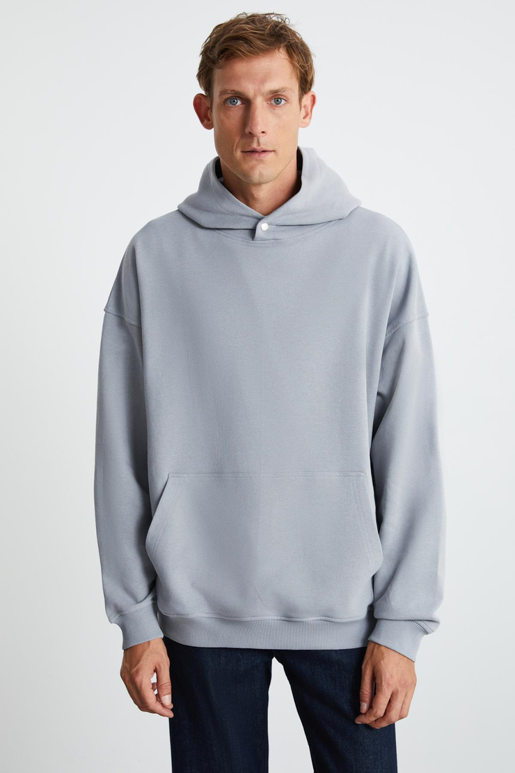 SANDER Regular Relaxed Gri Tekli Sweatshirt