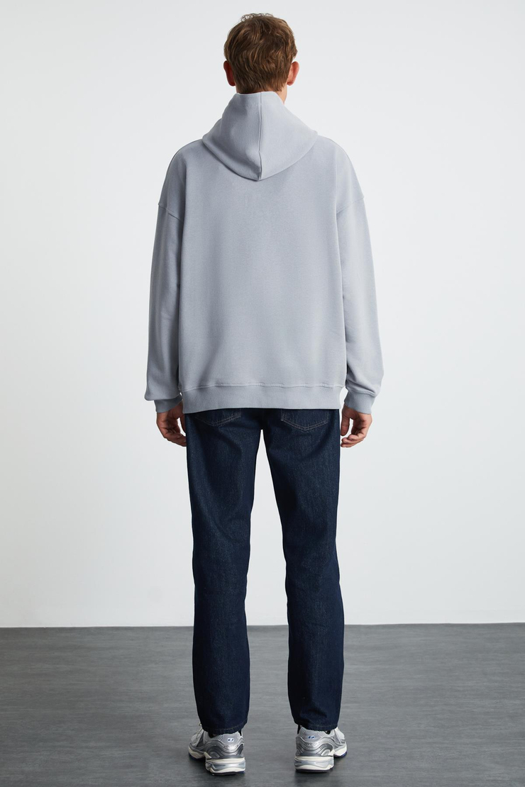 SANDER Regular Relaxed Gri Tekli Sweatshirt