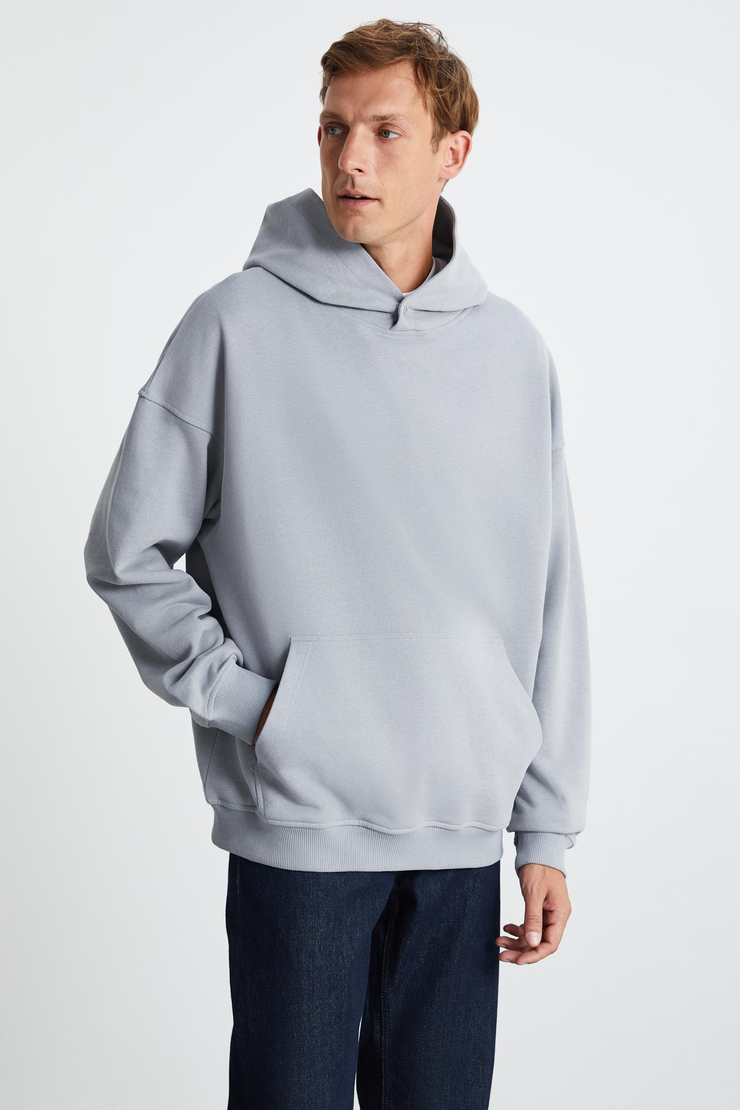 SANDER Regular Relaxed Gri Tekli Sweatshirt