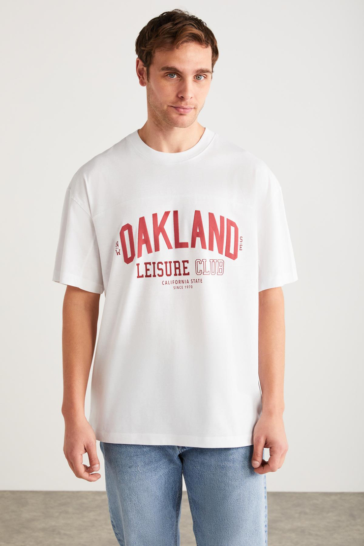 SANDRO Basic Oversize Beyaz Tekli T-Shirt