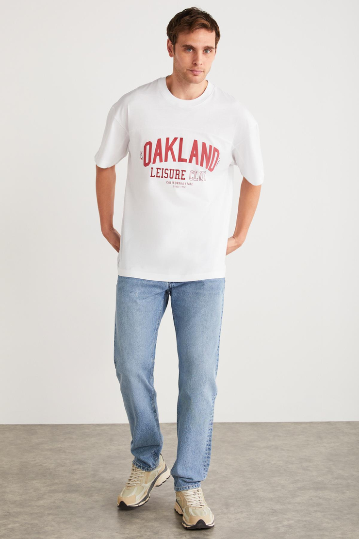 SANDRO Basic Oversize Beyaz Tekli T-Shirt