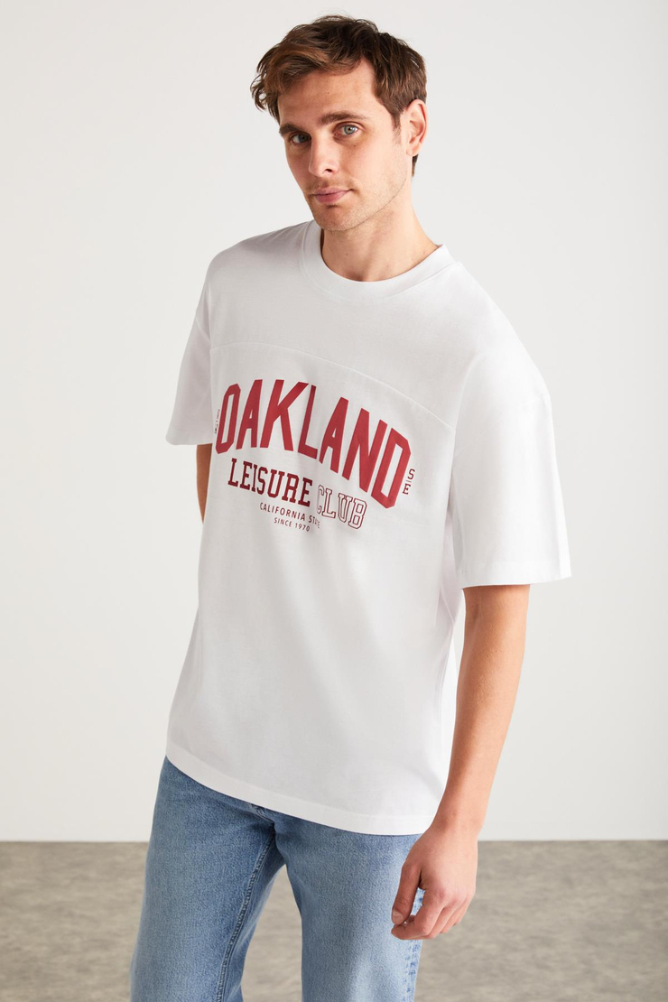 SANDRO Basic Oversize Beyaz Tekli T-Shirt