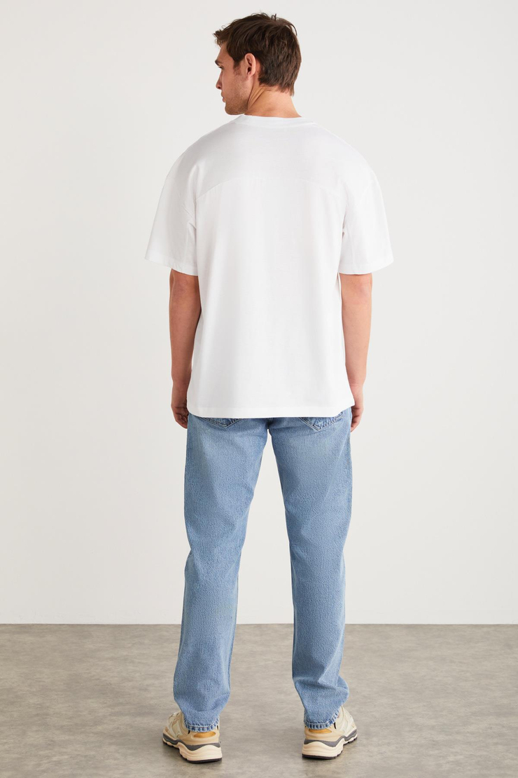 SANDRO Basic Oversize Beyaz Tekli T-Shirt