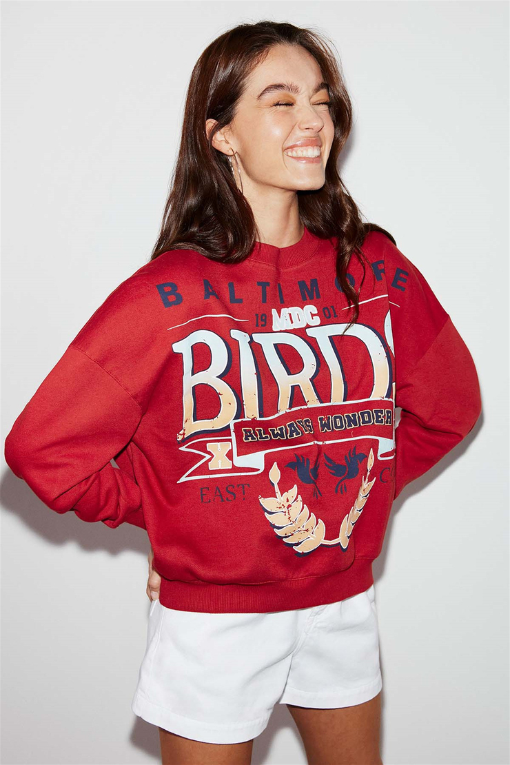 SANNE Örme Oversize Kırmızı  Sweatshirt