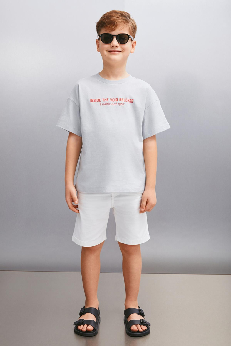 SANTO  Relaxed Gri Tekli T-Shirt