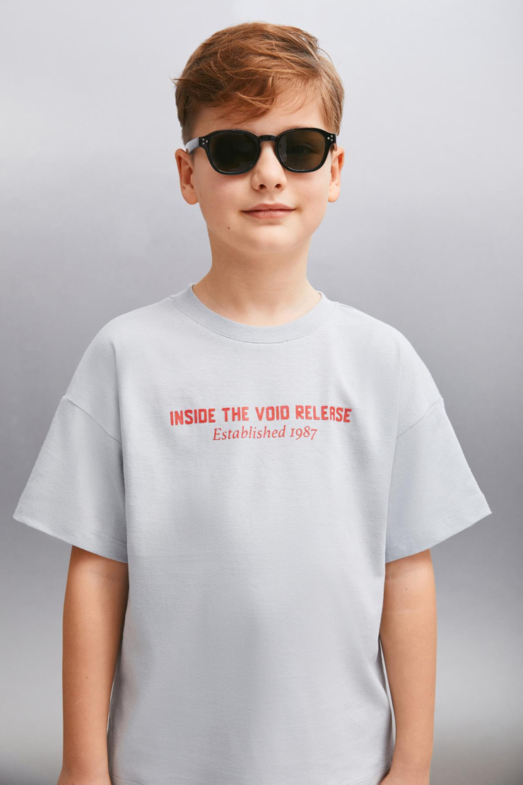SANTO  Relaxed Gri Tekli T-Shirt