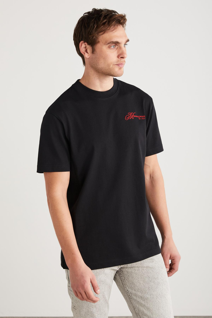 SANTORINI Basic Regular Siyah Tekli T-Shirt