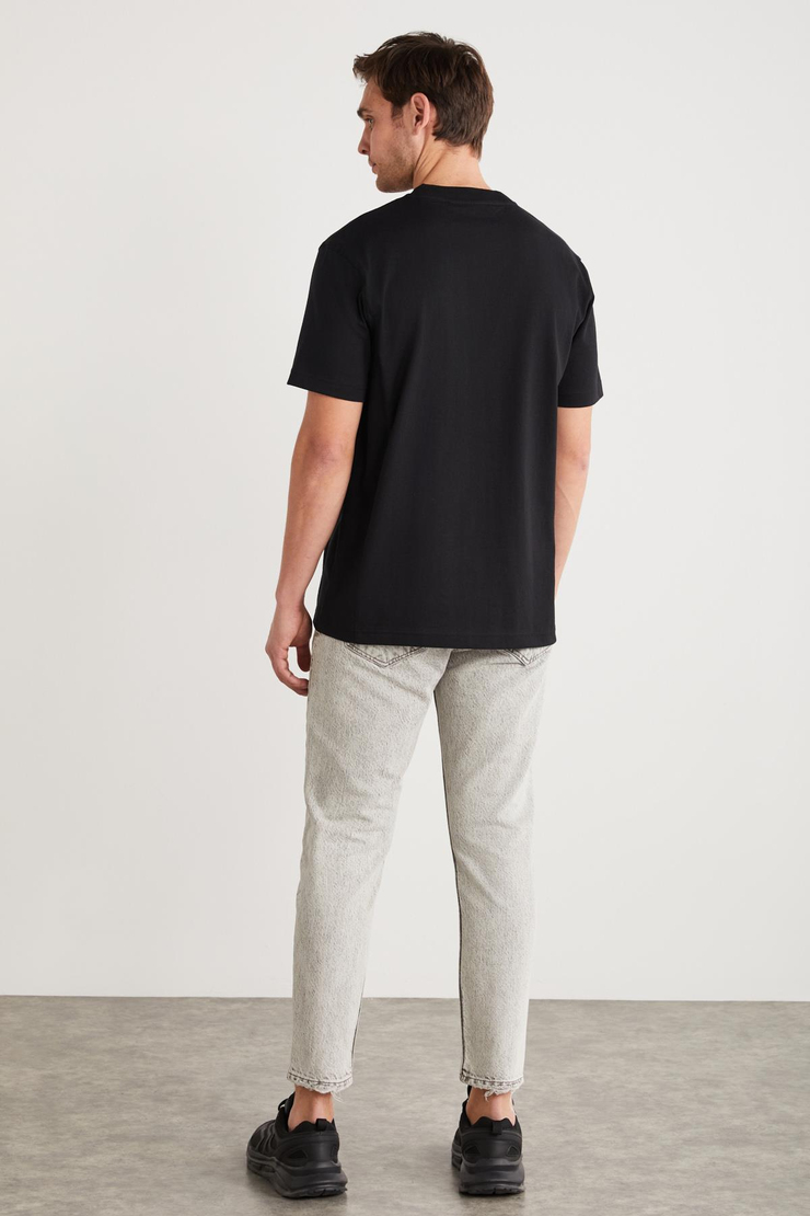 SANTORINI Basic Regular Siyah Tekli T-Shirt