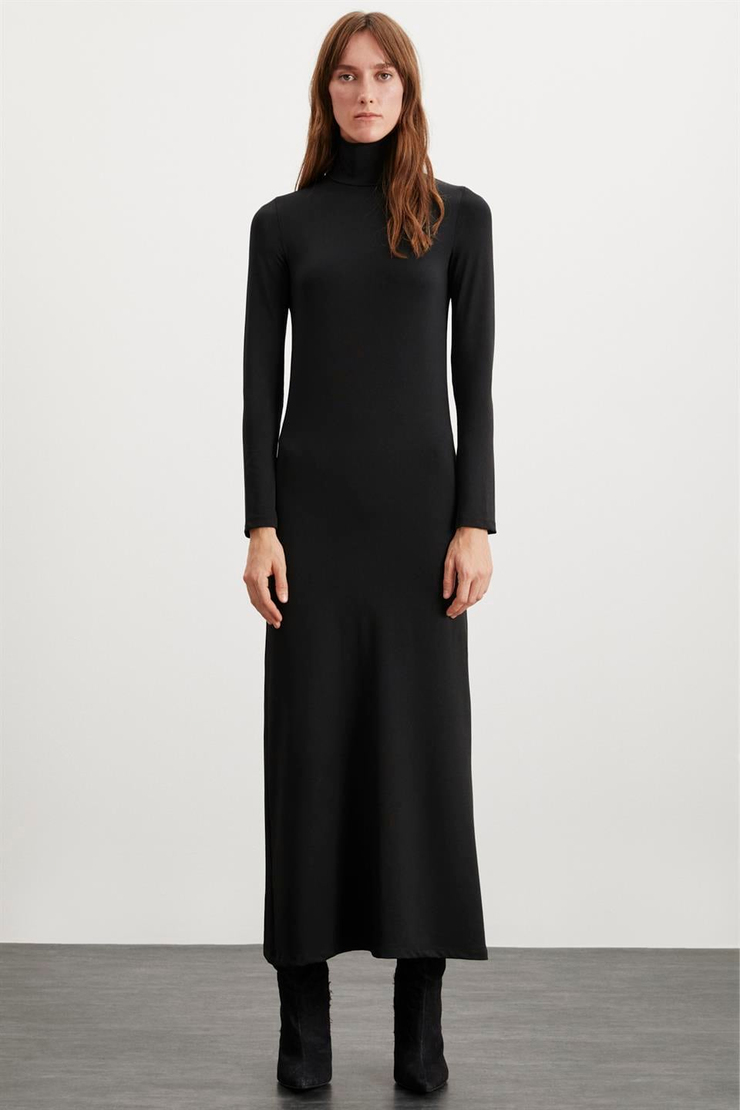 SAPPHIRE  Slim Siyah Tekli Elbise