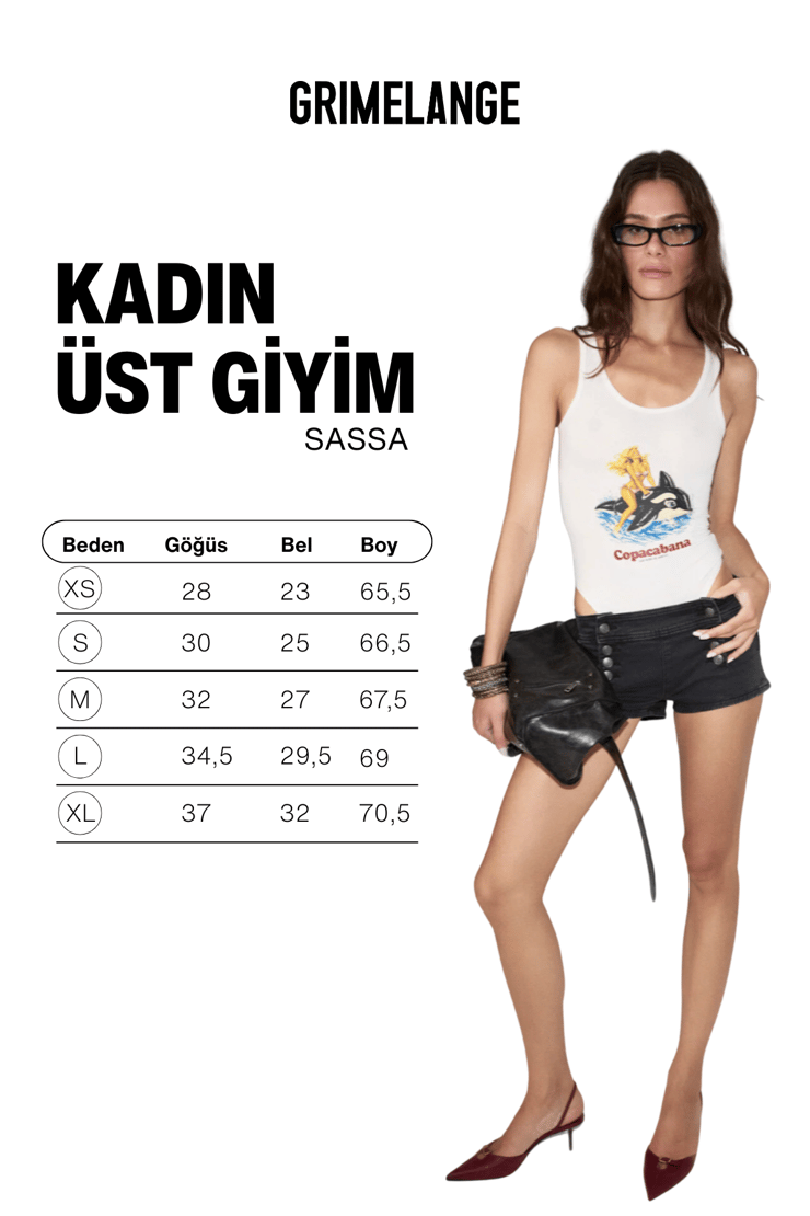 SASSA Kadın Yumuşak Ve Esnek Kumaşlı Baskı Detaylı Çıtçıtlı Beyaz Body Suit