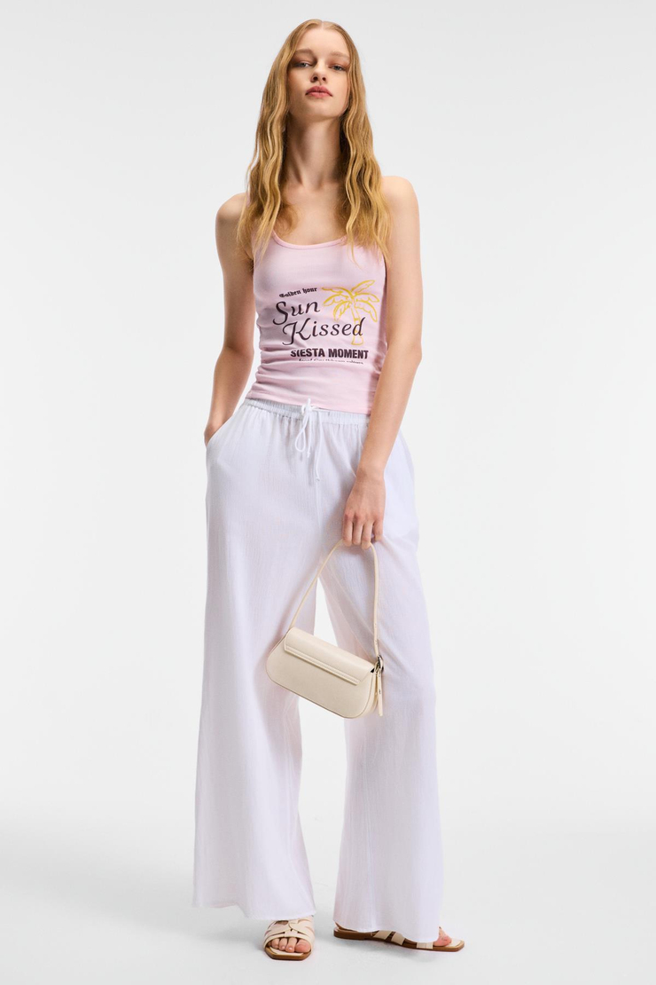 SEPHIRA Kadın Oyuk Yakalı Yumuşak Kumaşlı Slim Fit Pembe Atlet