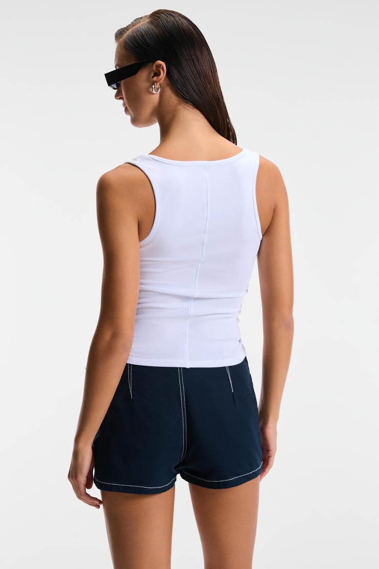 SEPHIRA Kadın Oyuk Yakalı Yumuşak Kumaşlı Slim Fit Beyaz Atlet