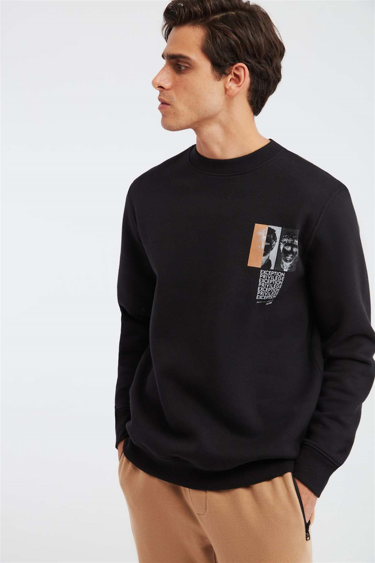 SEPIA Örme Comfort Fit Siyah  Sweatshirt