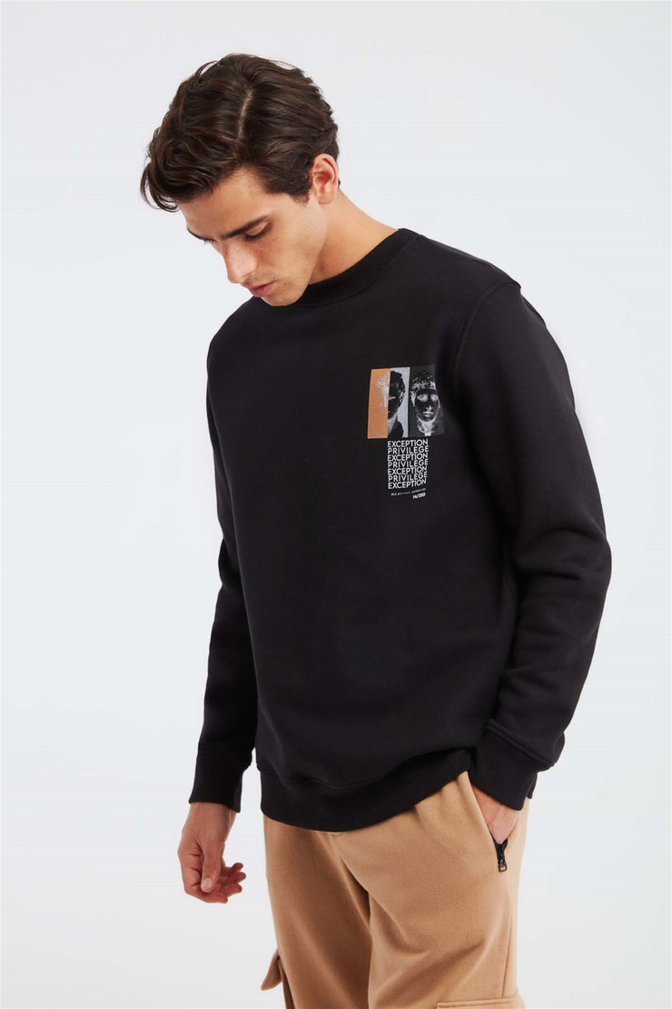 SEPIA Örme Comfort Fit Siyah  Sweatshirt