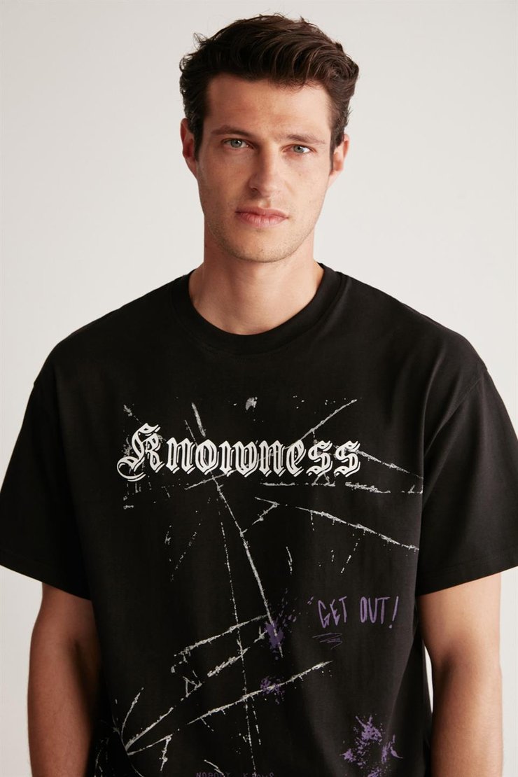 SERGIO Örme Oversize Siyah Tekli T-Shirt