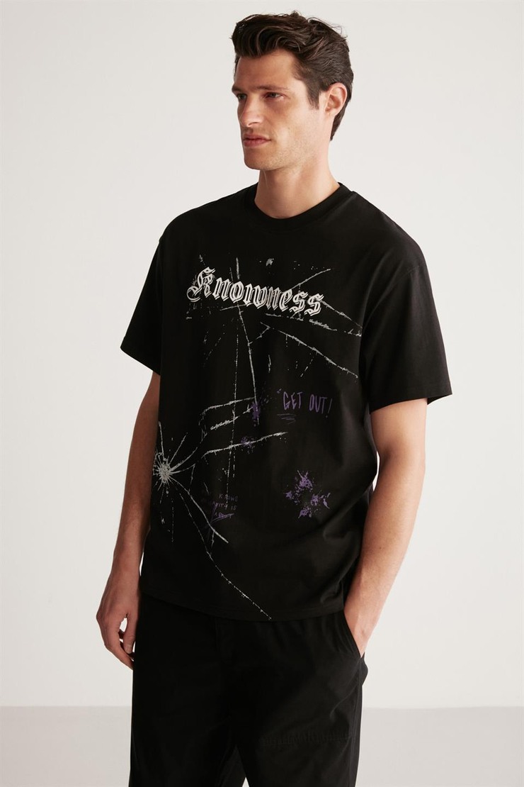 SERGIO Örme Oversize Siyah Tekli T-Shirt