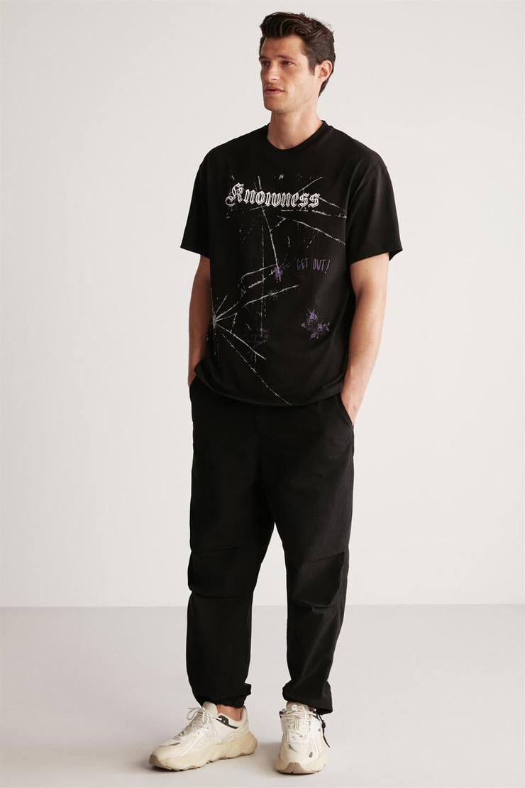 SERGIO Örme Oversize Siyah Tekli T-Shirt