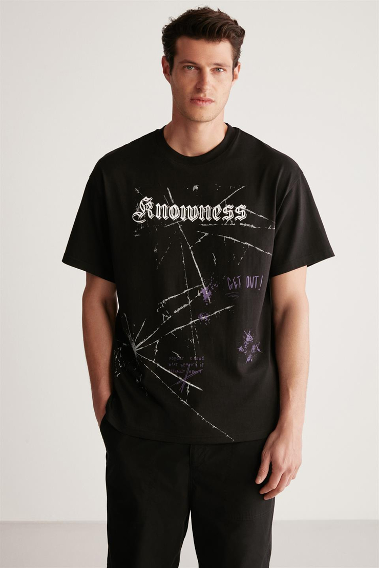 SERGIO Örme Oversize Siyah Tekli T-Shirt